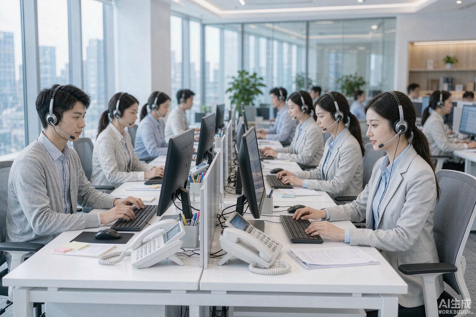 客服团队接听电话场景